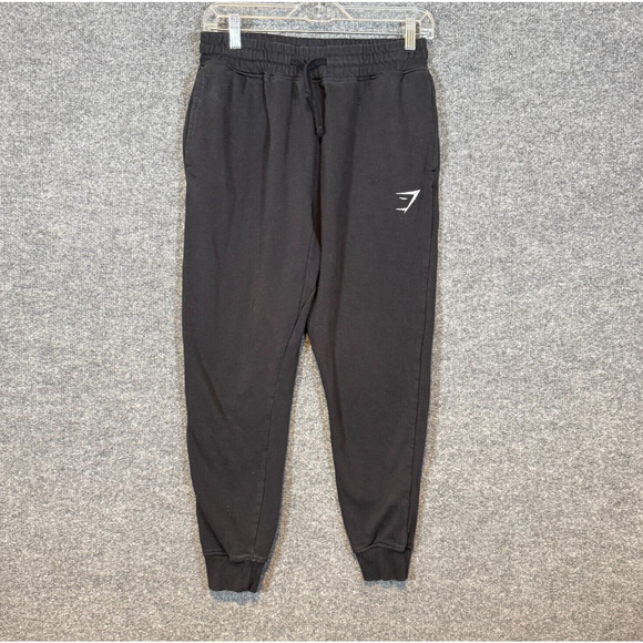 Gymshark Pants Adult Small Black Joggers Fleece Sweatpants Athletic Mens - Picture 1 of 9